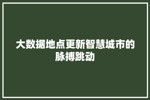 大数据地点更新智慧城市的脉搏跳动  第1张