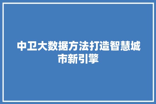 中卫大数据方法打造智慧城市新引擎  第1张