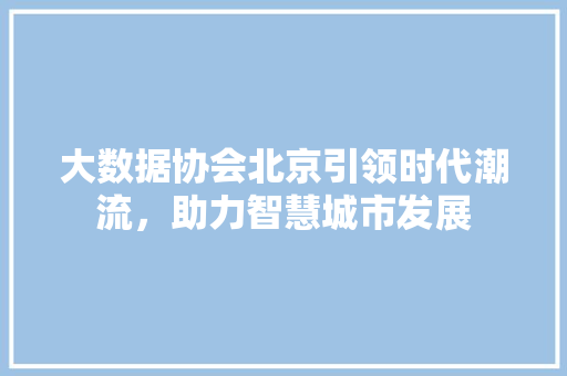 大数据协会北京引领时代潮流，助力智慧城市发展
