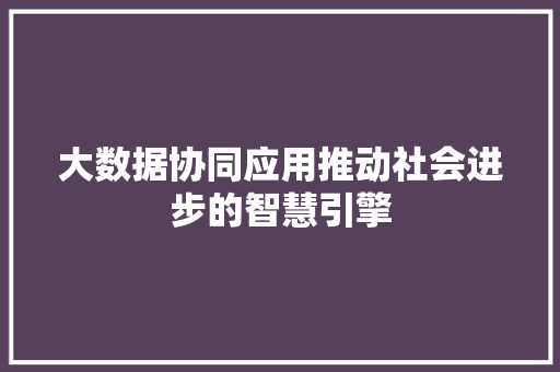大数据协同应用推动社会进步的智慧引擎