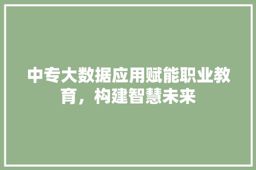 中专大数据应用赋能职业教育，构建智慧未来