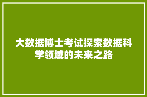 大数据博士考试探索数据科学领域的未来之路