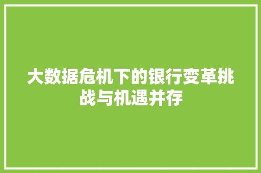 大数据危机下的银行变革挑战与机遇并存  第1张