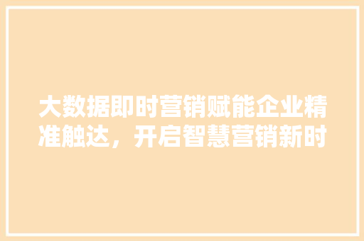 大数据即时营销赋能企业精准触达，开启智慧营销新时代  第1张