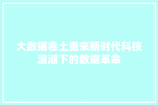 大数据卷土重来新时代科技浪潮下的数据革命  第1张