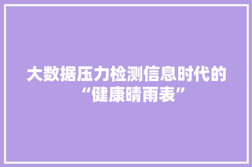 大数据压力检测信息时代的“健康晴雨表”