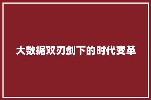 大数据双刃剑下的时代变革