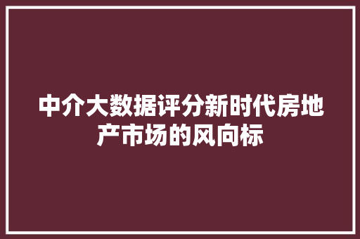 中介大数据评分新时代房地产市场的风向标