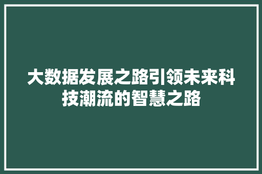 大数据发展之路引领未来科技潮流的智慧之路