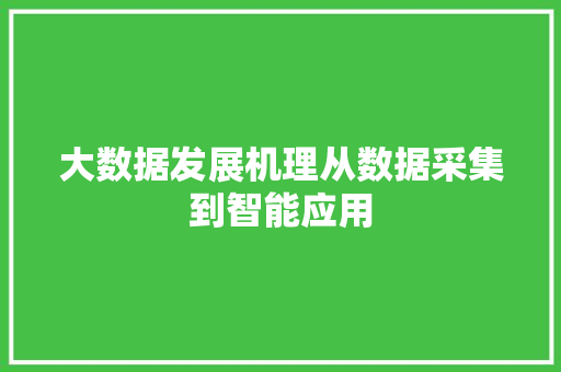 大数据发展机理从数据采集到智能应用