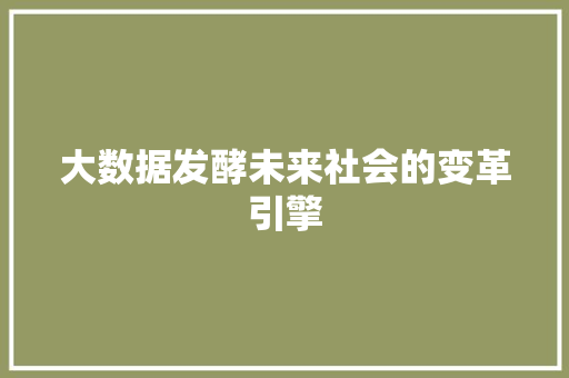 大数据发酵未来社会的变革引擎