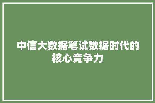 中信大数据笔试数据时代的核心竞争力