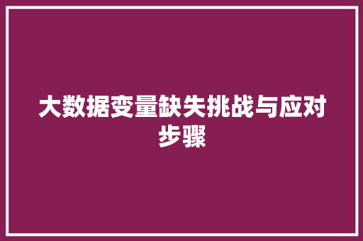 大数据变量缺失挑战与应对步骤