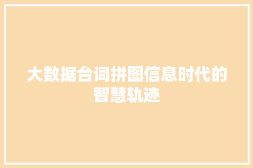 大数据台词拼图信息时代的智慧轨迹