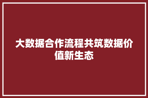 大数据合作流程共筑数据价值新生态