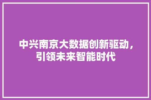 中兴南京大数据创新驱动，引领未来智能时代