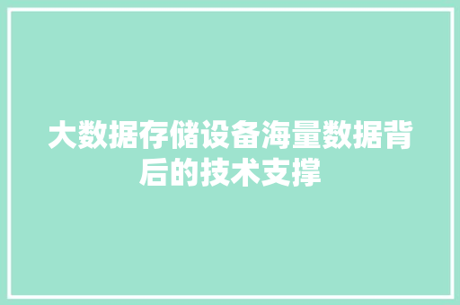 大数据存储设备海量数据背后的技术支撑  第1张