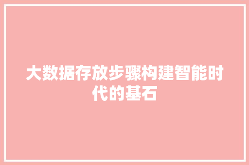 大数据存放步骤构建智能时代的基石  第1张