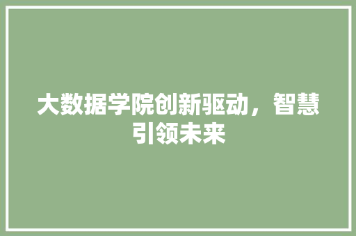 大数据学院创新驱动，智慧引领未来  第1张