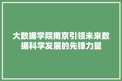 大数据学院南京引领未来数据科学发展的先锋力量