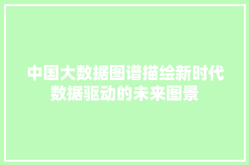 中国大数据图谱描绘新时代数据驱动的未来图景