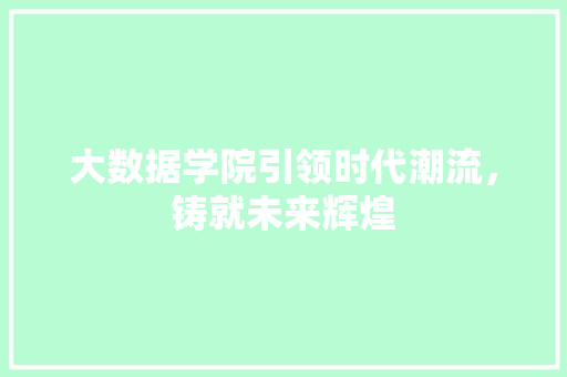 大数据学院引领时代潮流，铸就未来辉煌  第1张