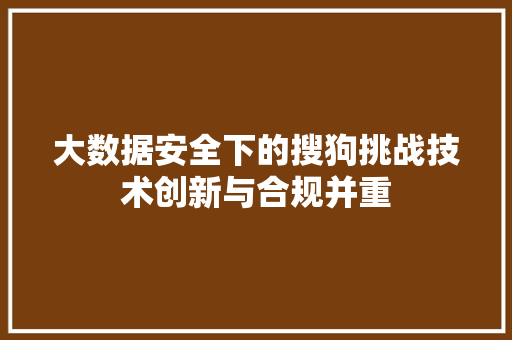 大数据安全下的搜狗挑战技术创新与合规并重  第1张