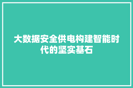 大数据安全供电构建智能时代的坚实基石