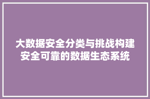 大数据安全分类与挑战构建安全可靠的数据生态系统