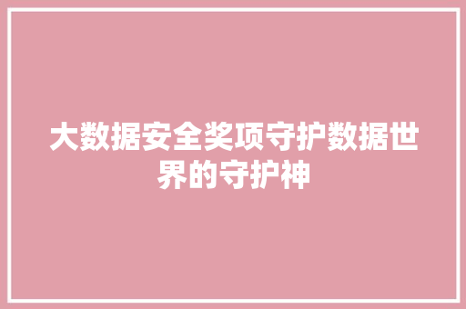 大数据安全奖项守护数据世界的守护神