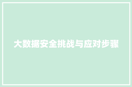 大数据安全挑战与应对步骤