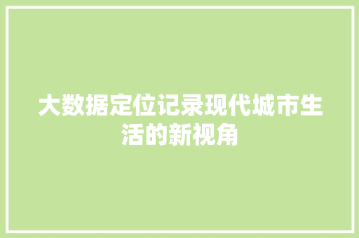 大数据定位记录现代城市生活的新视角