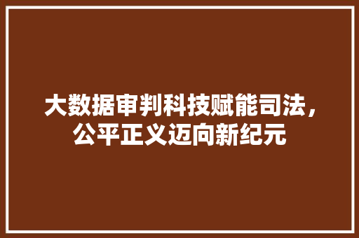 大数据审判科技赋能司法，公平正义迈向新纪元