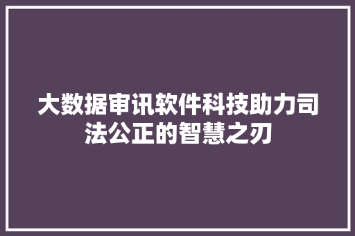 大数据审讯软件科技助力司法公正的智慧之刃  第1张