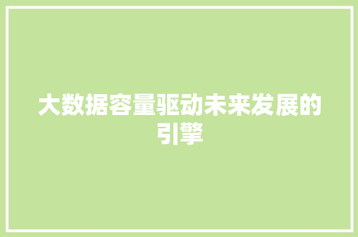 大数据容量驱动未来发展的引擎
