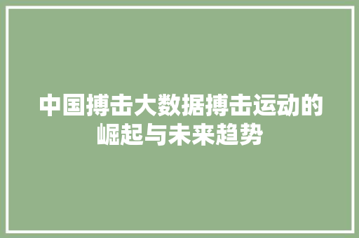 中国搏击大数据搏击运动的崛起与未来趋势