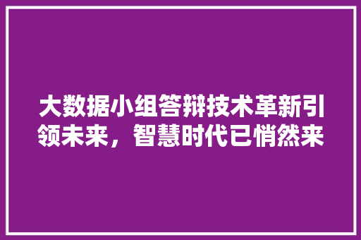 大数据小组答辩技术革新引领未来，智慧时代已悄然来临