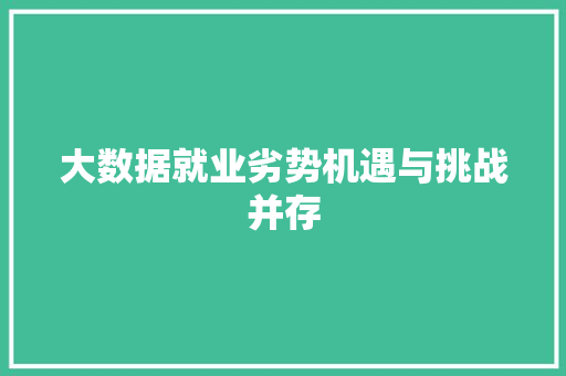 大数据就业劣势机遇与挑战并存