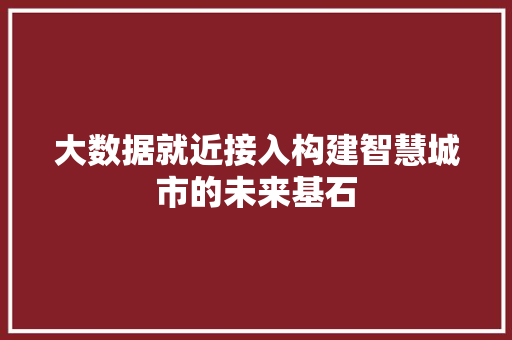 大数据就近接入构建智慧城市的未来基石