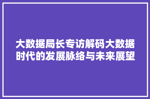 大数据局长专访解码大数据时代的发展脉络与未来展望  第1张