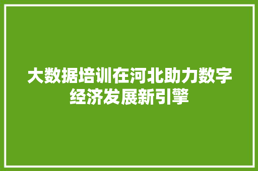 大数据培训在河北助力数字经济发展新引擎  第1张