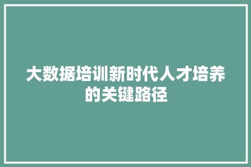 大数据培训新时代人才培养的关键路径