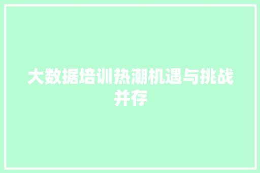 大数据培训热潮机遇与挑战并存