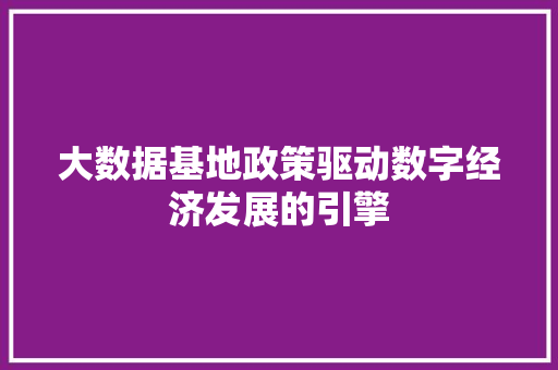 大数据基地政策驱动数字经济发展的引擎  第1张