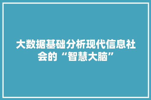 大数据基础分析现代信息社会的“智慧大脑”  第1张