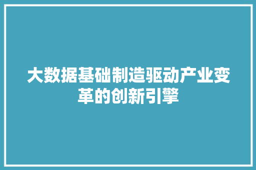 大数据基础制造驱动产业变革的创新引擎