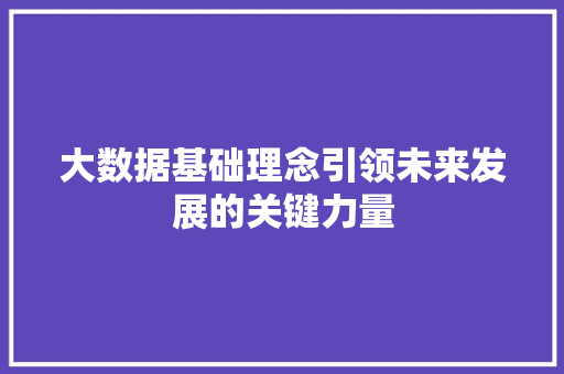 大数据基础理念引领未来发展的关键力量  第1张