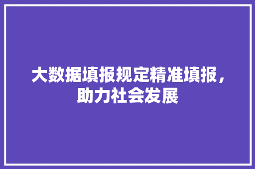 大数据填报规定精准填报，助力社会发展