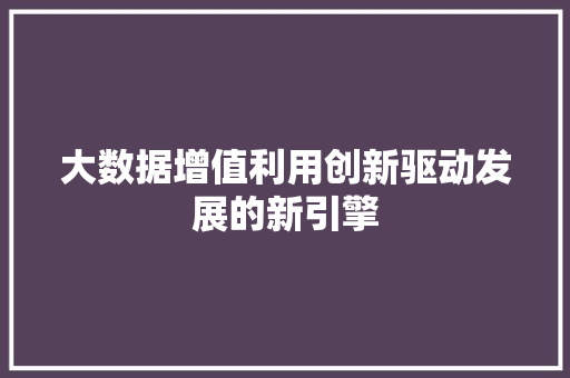 大数据增值利用创新驱动发展的新引擎