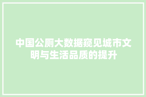 中国公厕大数据窥见城市文明与生活品质的提升  第1张
